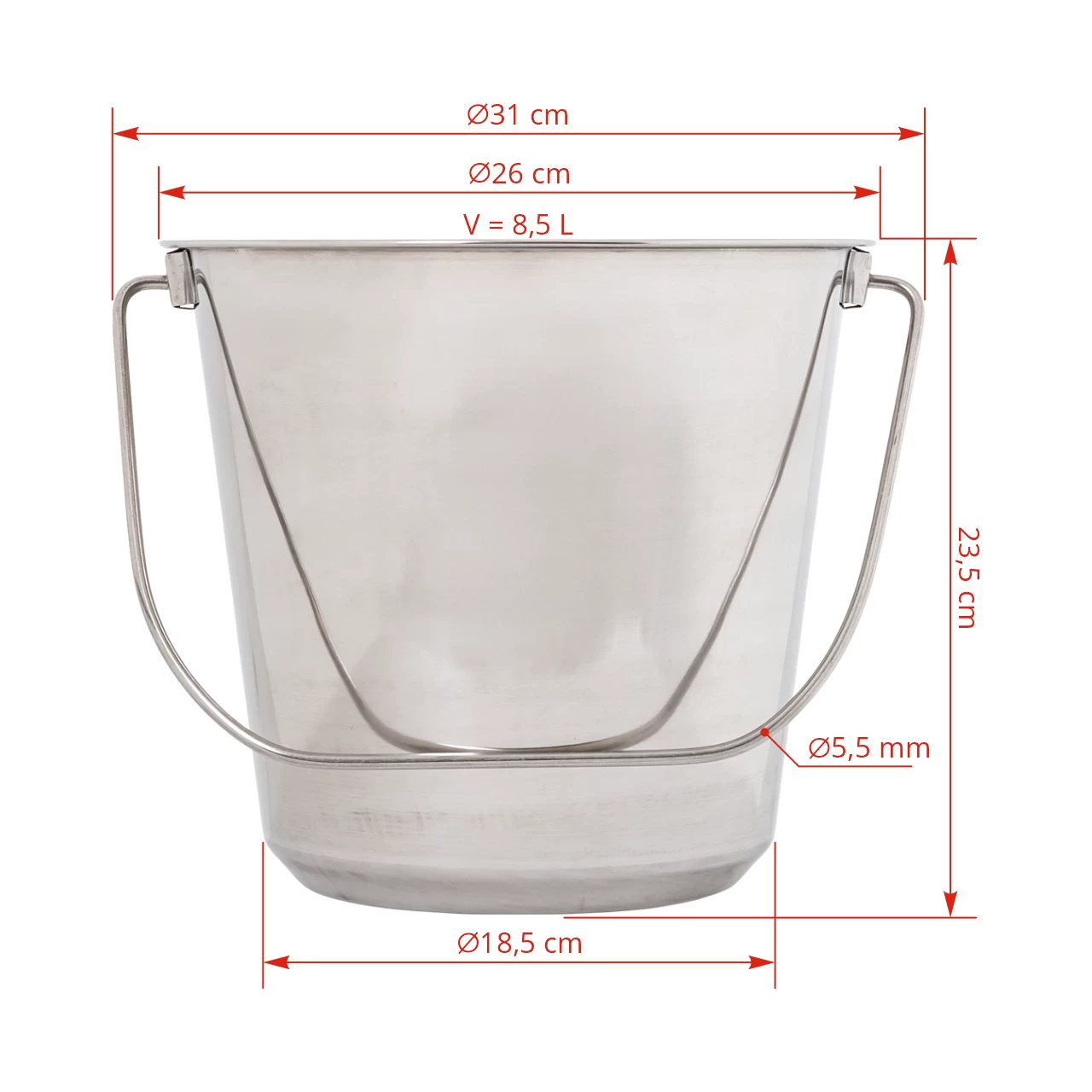 Secchio in acciaio, 8,5 litri