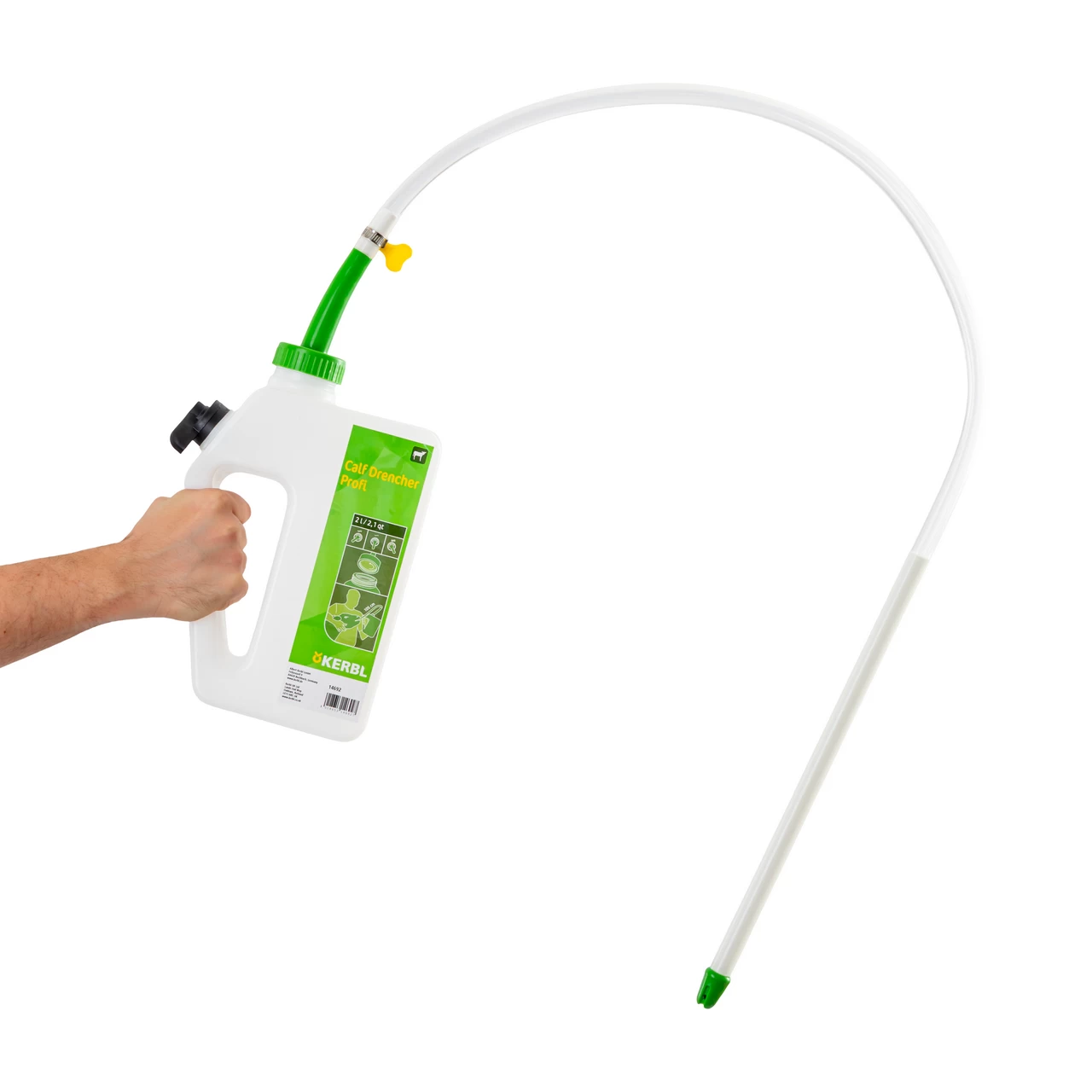 Bidone per la somministrazione di liquidi ai vitelli, con sistema di drenaggio, 2 litri