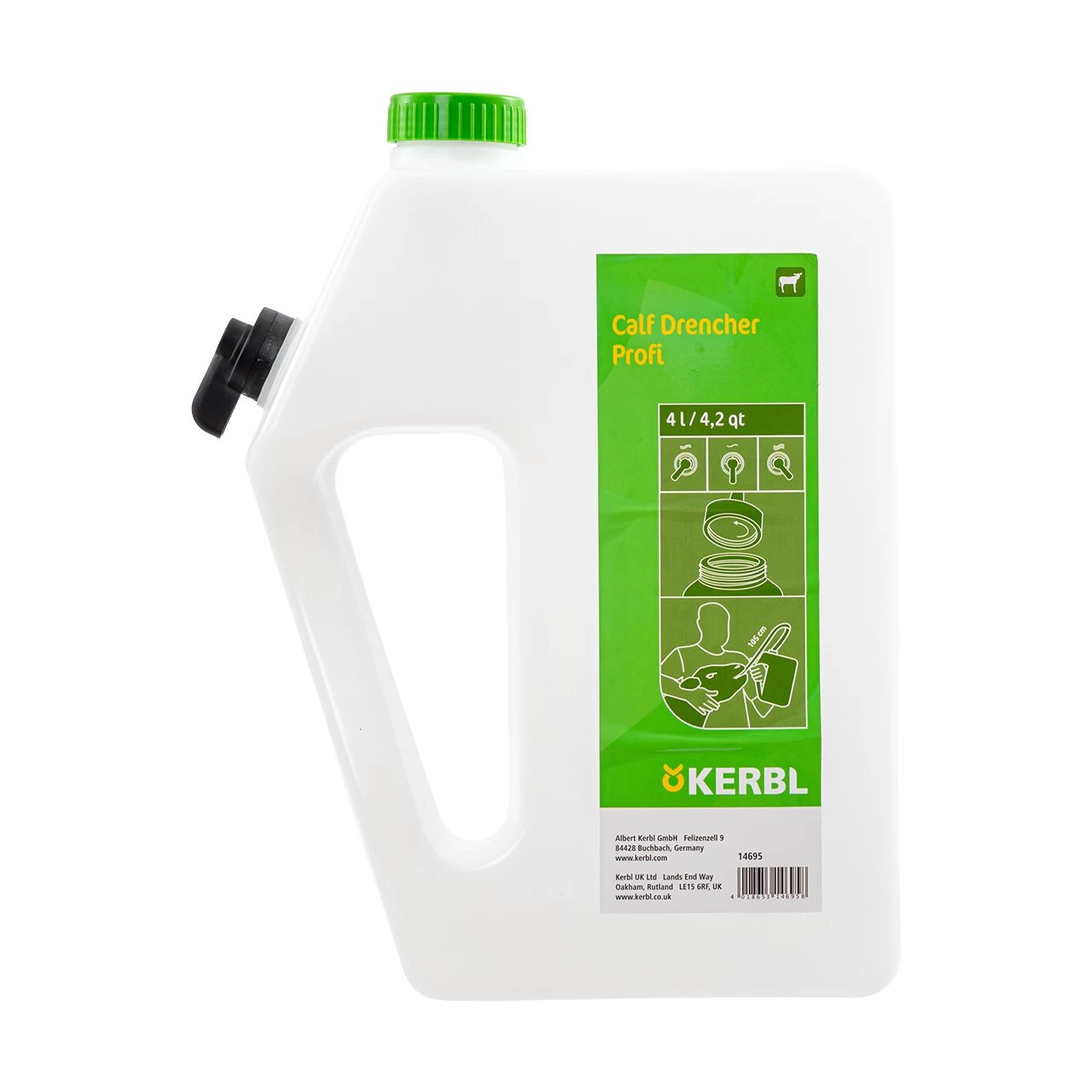 Bidone per la somministrazione di liquidi ai vitelli, con sistema di drenaggio, 4 litri
