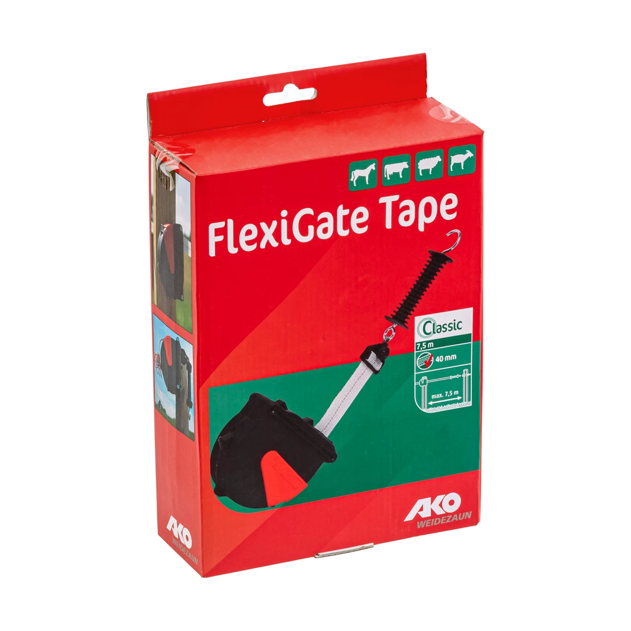 Set di cancelli con nastro da 40 mm per recinto elettrico, Ako Flexigate, 7,5 m