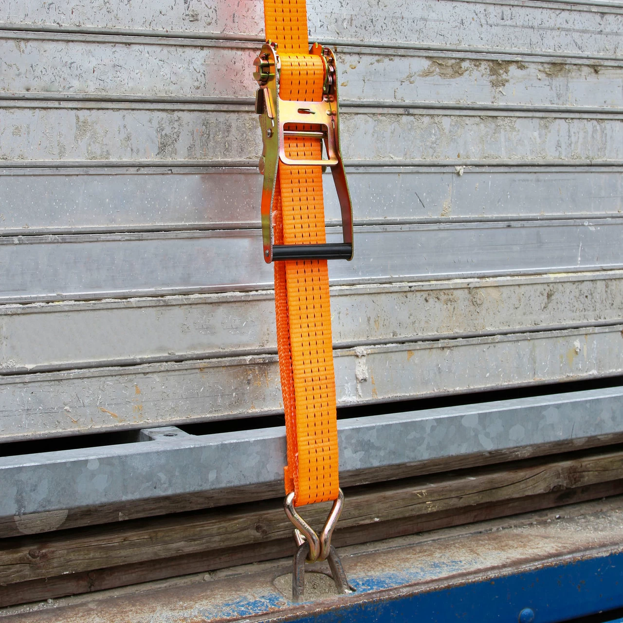 Cinghia di ancoraggio con cricchetto, arancione, 4000 kg, 50 mm × 8 m