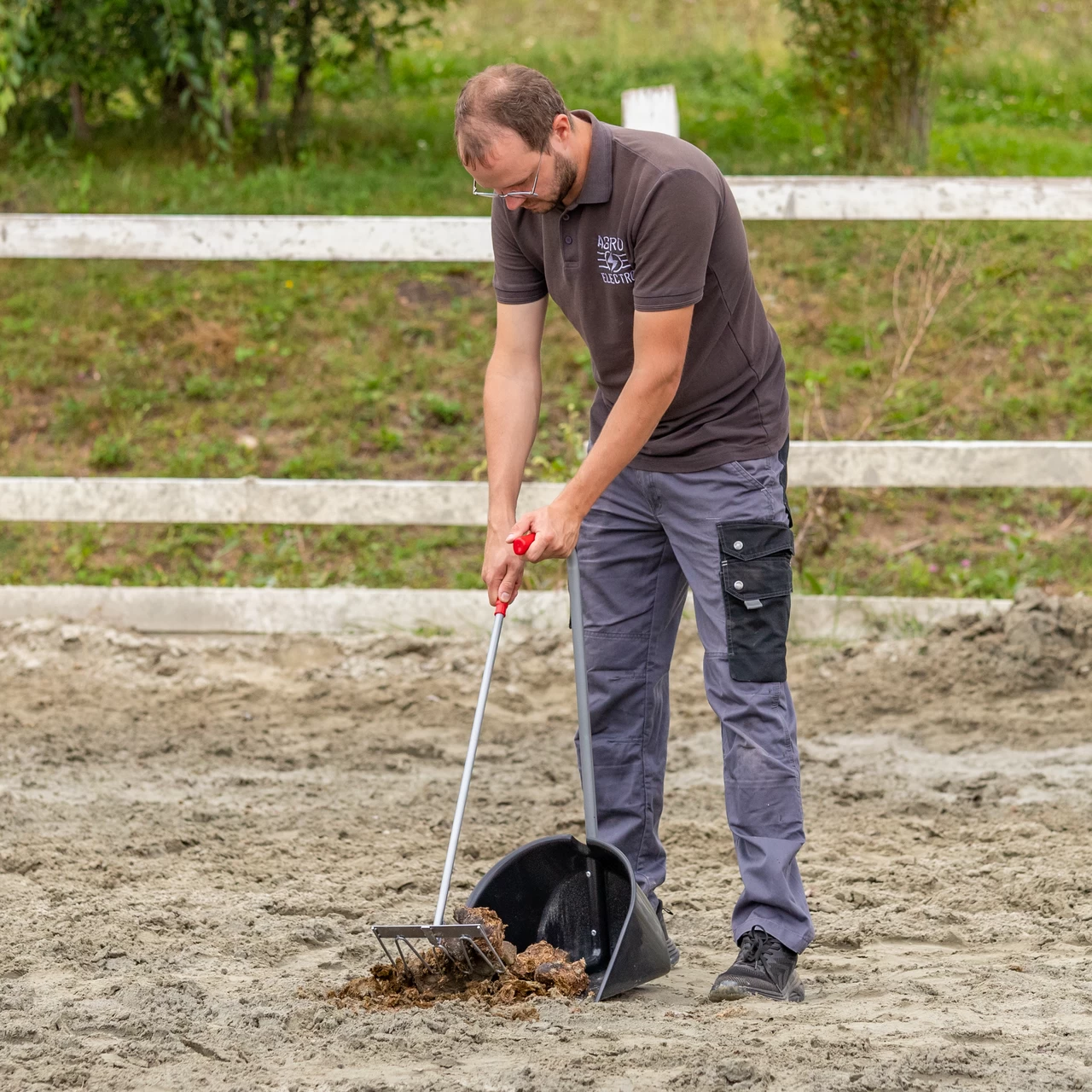 Pala Mistboy con rastrello, nero, 75 cm