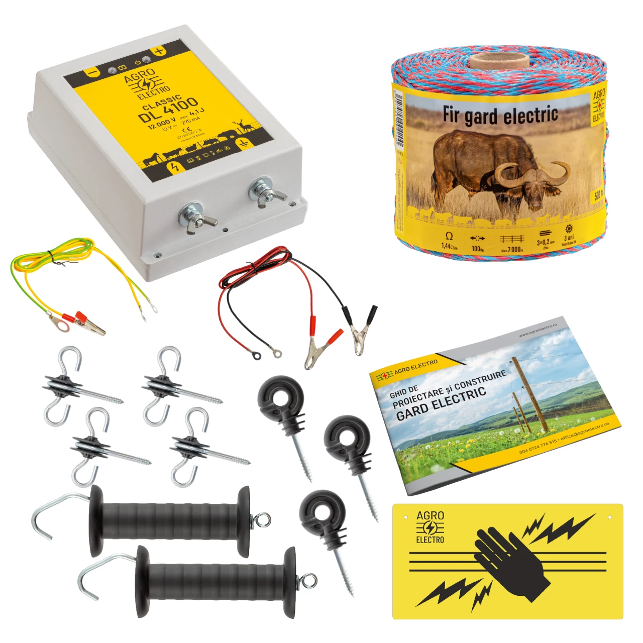 Kit di base recinto elettrico 500 m, 4,1 Joule, per animali domestici :: 500 m