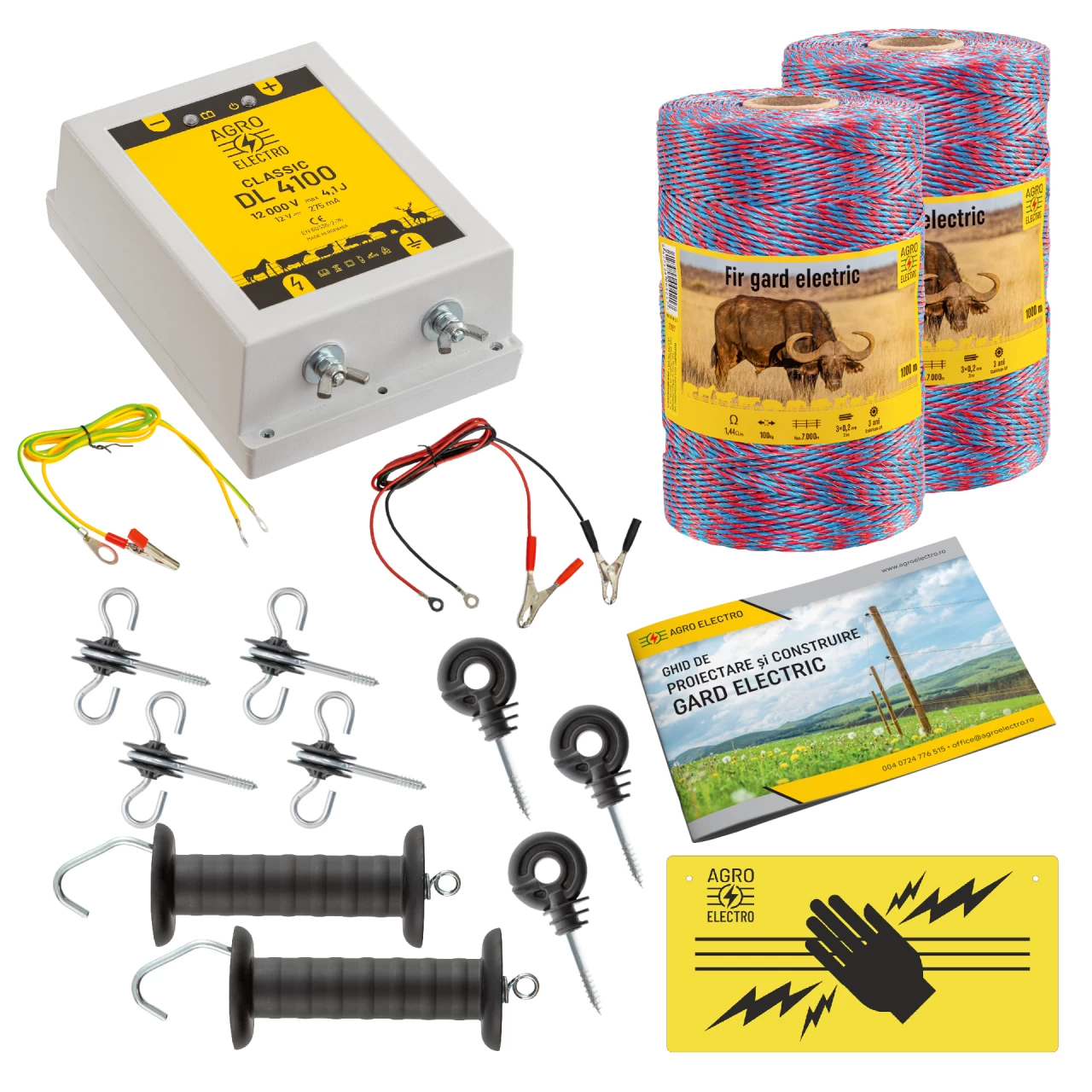 Kit di base recinto elettrico 2000 m, 4,1 Joule, per animali domestici :: 2000 m