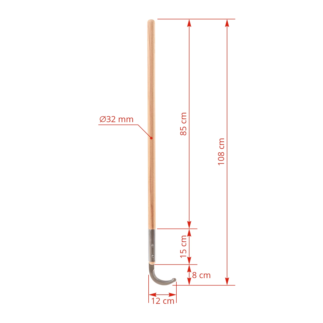 Coltello per tagliare le bende, manico in legno, 100 cm