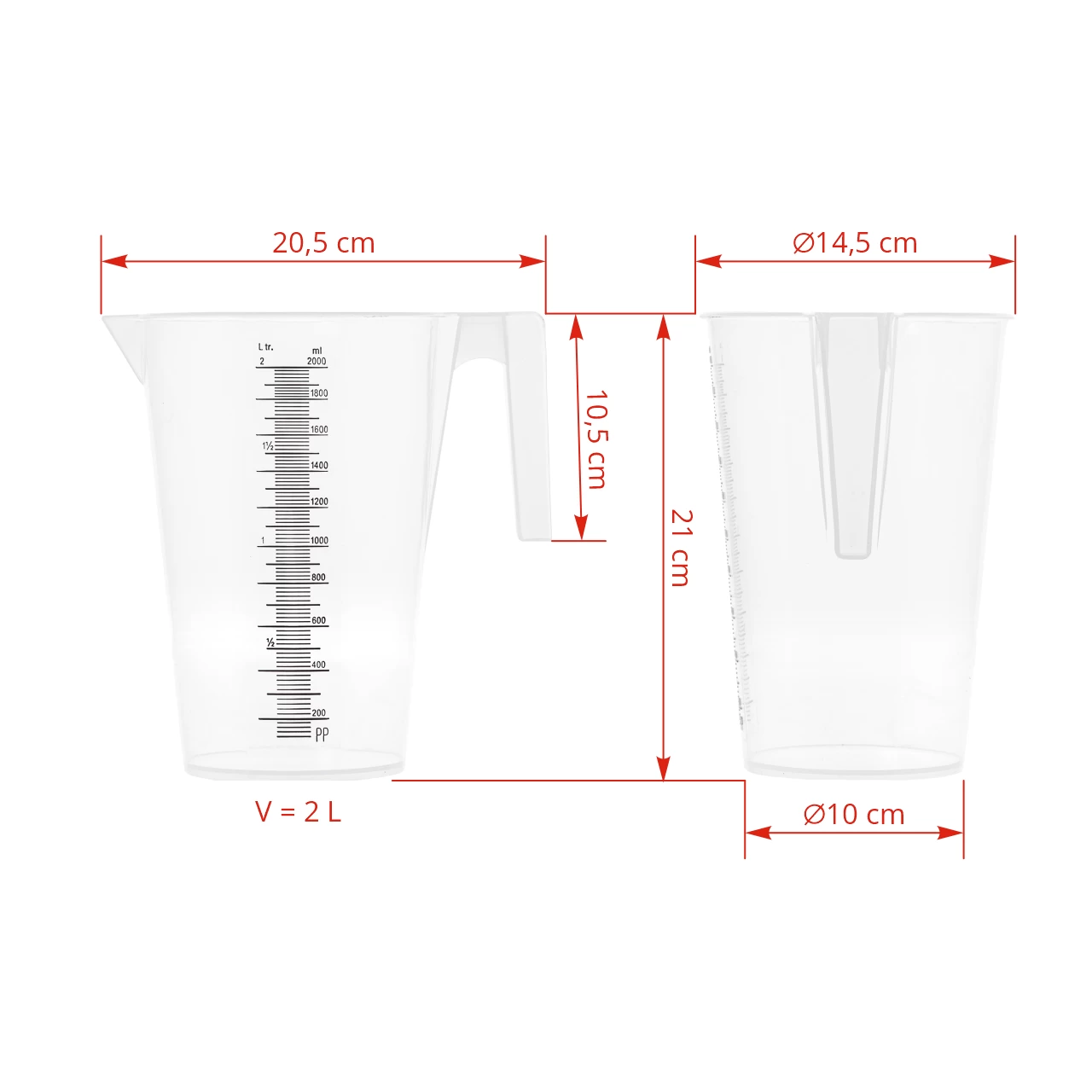 Caraffa, in plastica, 2 litri