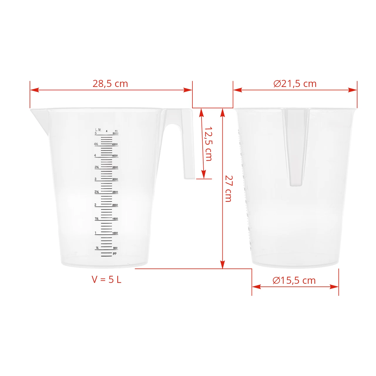 Caraffa, in plastica, 5 litri