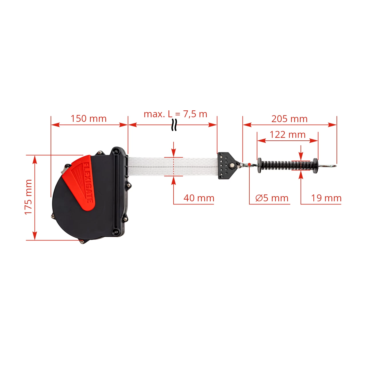 Set di cancelli con nastro da 40 mm per recinto elettrico, Ako Flexigate, 7,5 m