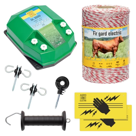 Kit di base recinto elettrico 500 m, 3,2 Joule, per animali domestici