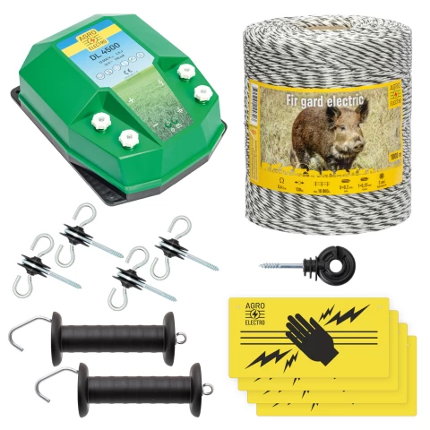 Kit di base recinto elettrico 1000 m, 4,5 Joule, per animali selvatici