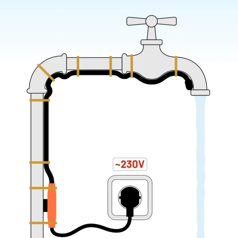 Cavo antigelo con termostato, 49 m