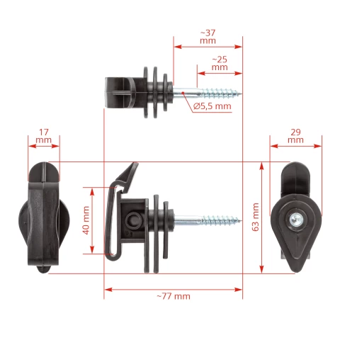 Set isolatori per nastro, con vite da legno, 25 pz.
