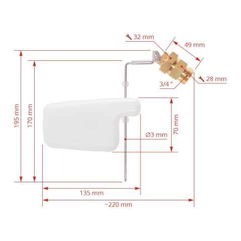 Valvola di ricambio a galleggiante per abbeveratoi antigelo, 3/4"