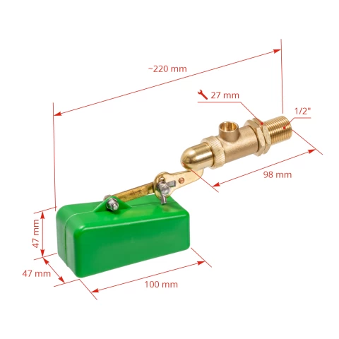 Valvola di ricambio a galleggiante per abbeveratoio, 1/2"
