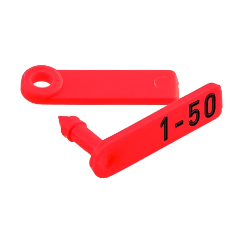 Marchi auricolari per agnelli e capretti, Twintag, rosso, 1-50