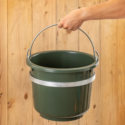 Supporto metallico zincato, per i secchi di mangime