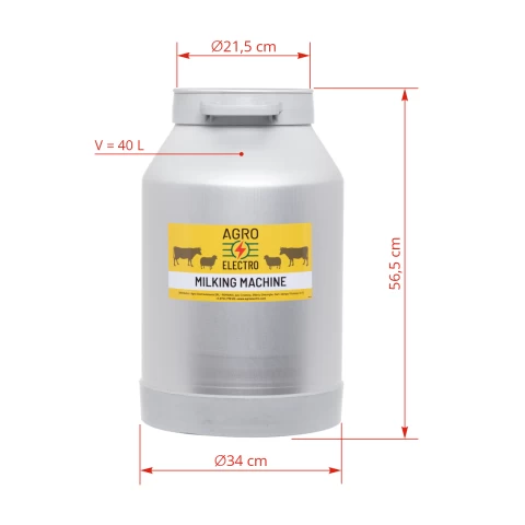 Bidone in alluminio per mungitrici, 40 litri
