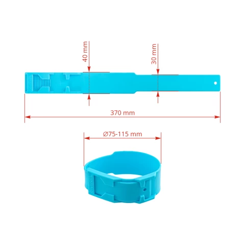 Bracciale a marchio per mucca, plastica, azzurro