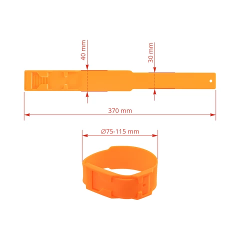 Bracciale a marchio per mucca, plastica, arancione