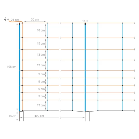 Rete per recinto elettrico, TitanNet Premium, 50 m × 108 cm