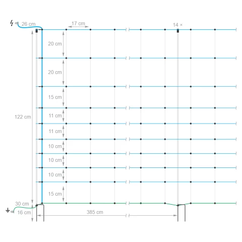 Rete per recinto elettrico, OviNet Maxi, 50 m × 122 cm