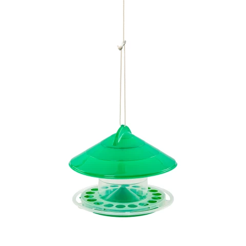 Mangiatoia per uccelli sospesa, plastica verde