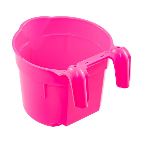 Secchio per l'alimentazione, con staffa di sospensione, forma cilindrica, rosa, 8 litri