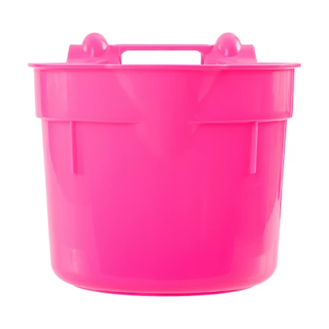 Secchio per l'alimentazione, con staffa di sospensione, forma cilindrica, rosa, 8 litri