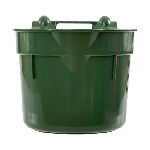 Secchio per l'alimentazione, con staffa di sospensione, forma cilindrica, verde scuro, 8 litri
