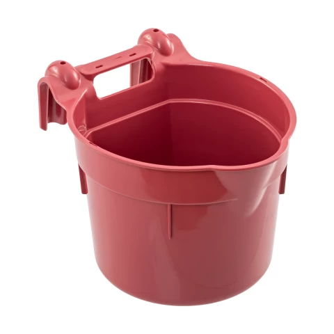 Secchio per l'alimentazione, con staffa di sospensione, forma cilindrica, bordeaux, 8 litri