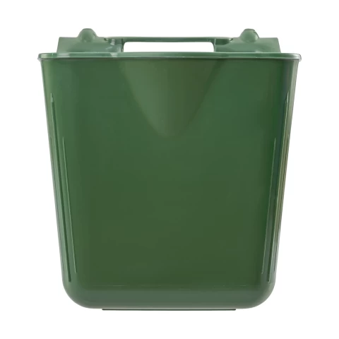 Secchio per l'alimentazione, con staffa di sospensione, forma quadrata, verde scuro, 13 litri