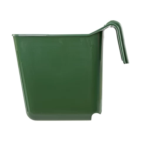 Secchio per l'alimentazione, con staffa di sospensione, forma quadrata, verde scuro, 13 litri