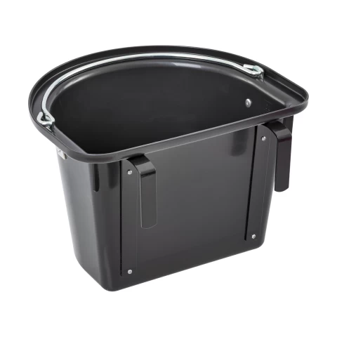 Secchio per mangime per cavalli con staffa per fissaggio e maniglia, nero, 12 litri