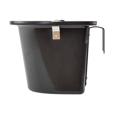 Secchio per mangime per cavalli con staffa per fissaggio e maniglia, nero, 12 litri