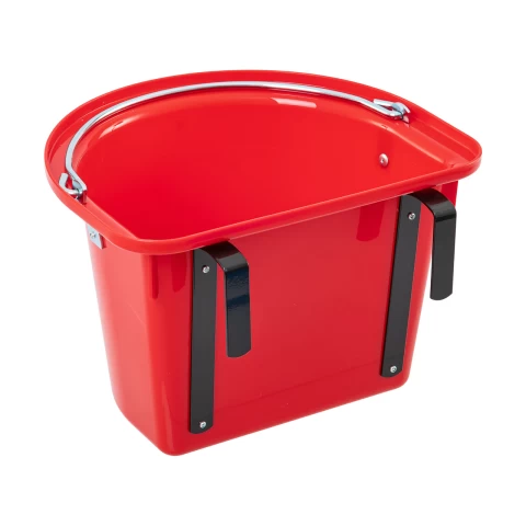 Secchio per mangime per cavalli con staffa per fissaggio e maniglia, rosso, 12 litri
