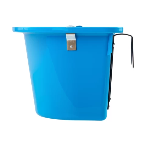 Secchio per mangime per cavalli con staffa per fissaggio e maniglia, blu, 12 litri