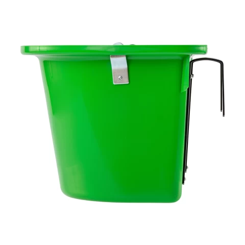 Secchio per mangime per cavalli con staffa per fissaggio e maniglia, verde, 12 litri