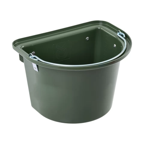 Secchio per mangime per cavalli con staffa per fissaggio e maniglia, verde scuro, 12 litri