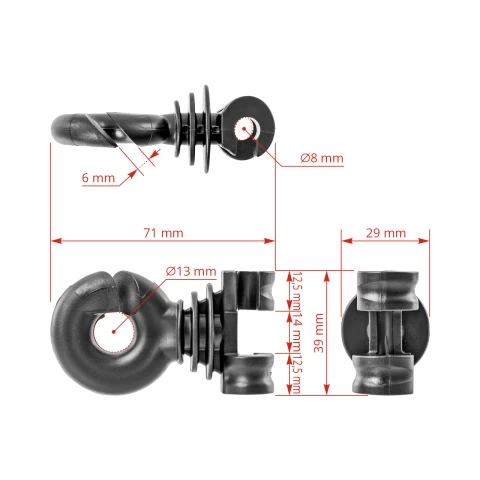 Isolatore supplementare per palo tondo in acciaio Ø8 mm, 25 pz.