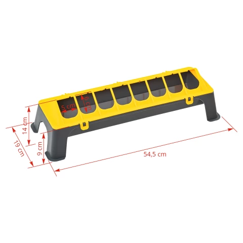 Mangiatoia per polli, plastica antracite-giallo, 50 cm