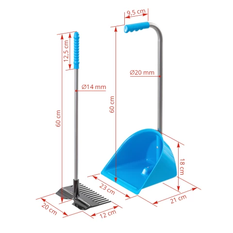 Pala Mistboy Mini con rastrello, blu, 60 cm