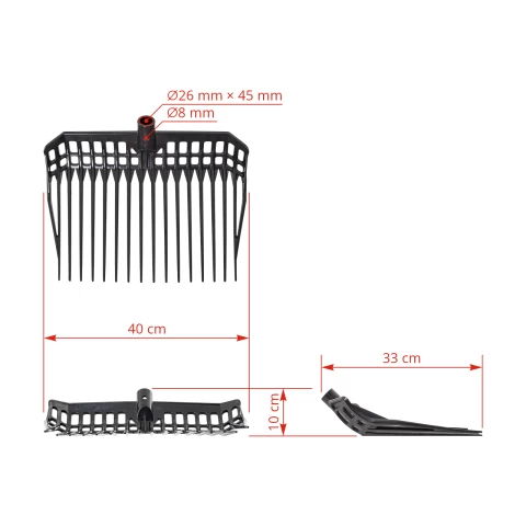 Forca per letame, EcoFork, nera, 40 × 33 cm