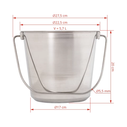 Secchio in acciaio inossidabile, 5,7 litri