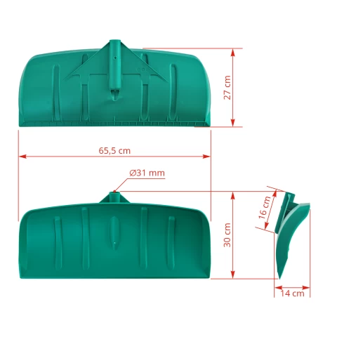 Pala per la movimentazione dei mangimi, senza manico, 65,5 × 27 cm