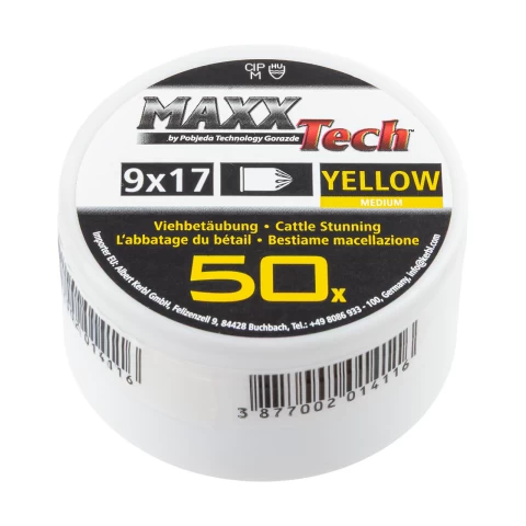 Cartucce per pistola eutanasia giallo per animali di taglia media. 9 × 17 mm, MaxxTech, 50 pz.