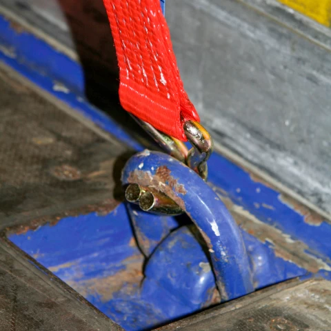 Cinghia di ancoraggio con cricchetto, rosso, 5000 kg, 50 mm × 10 m