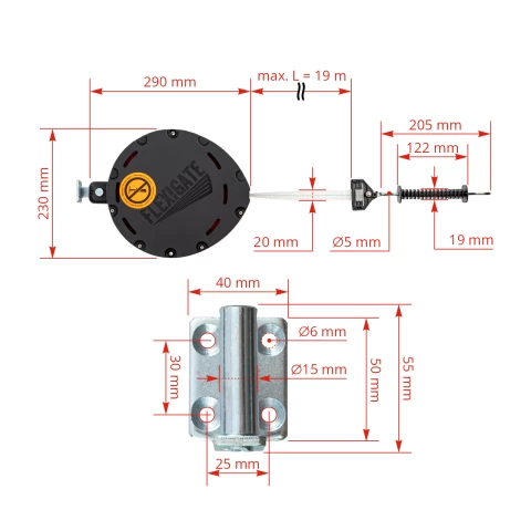Set di cancelli con nastro da 20 mm per recinto elettrico, Ako Flexigate, 19 m